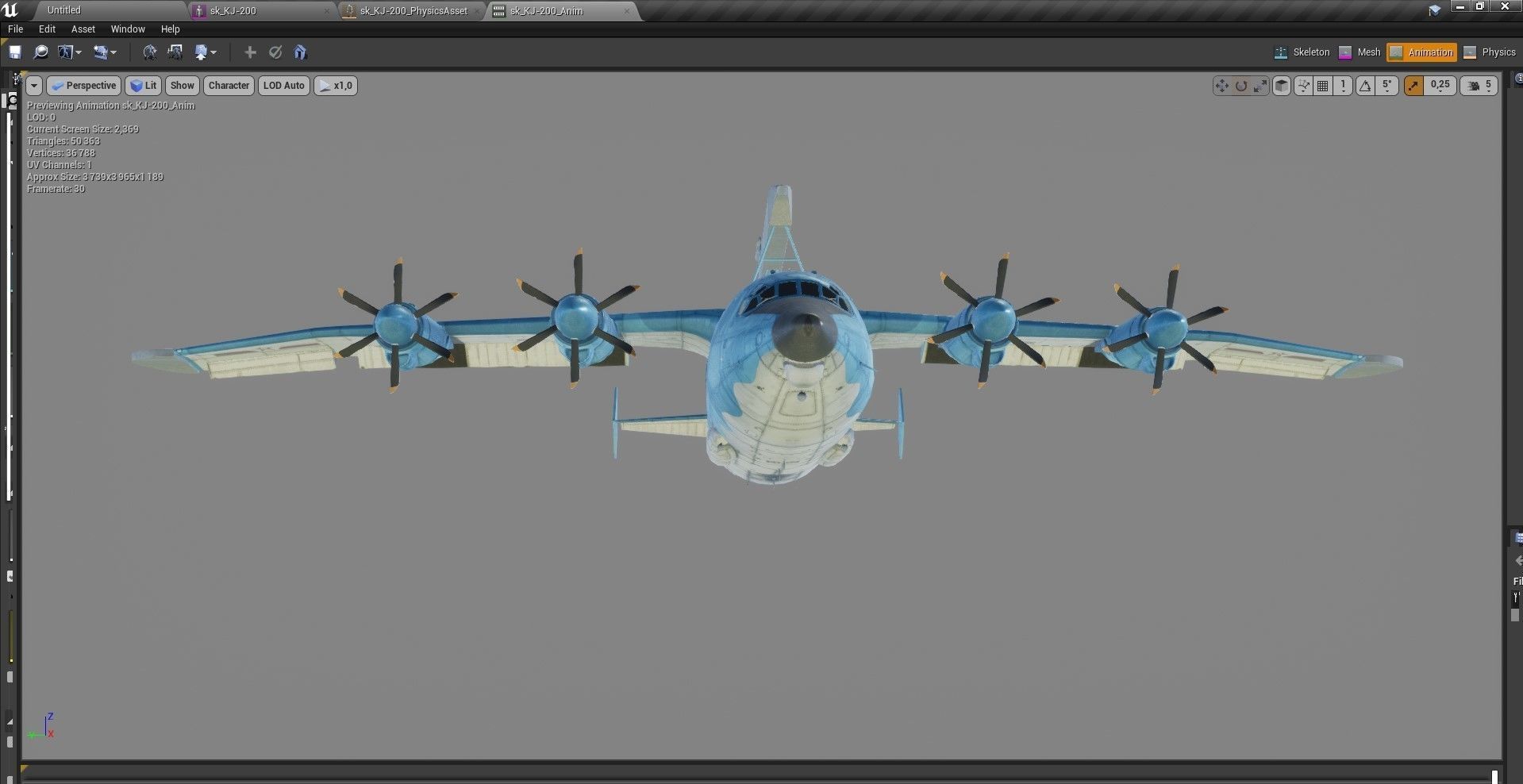 Shaanxi KJ-200  AEW C Aircraft Low-poly 3D model_13