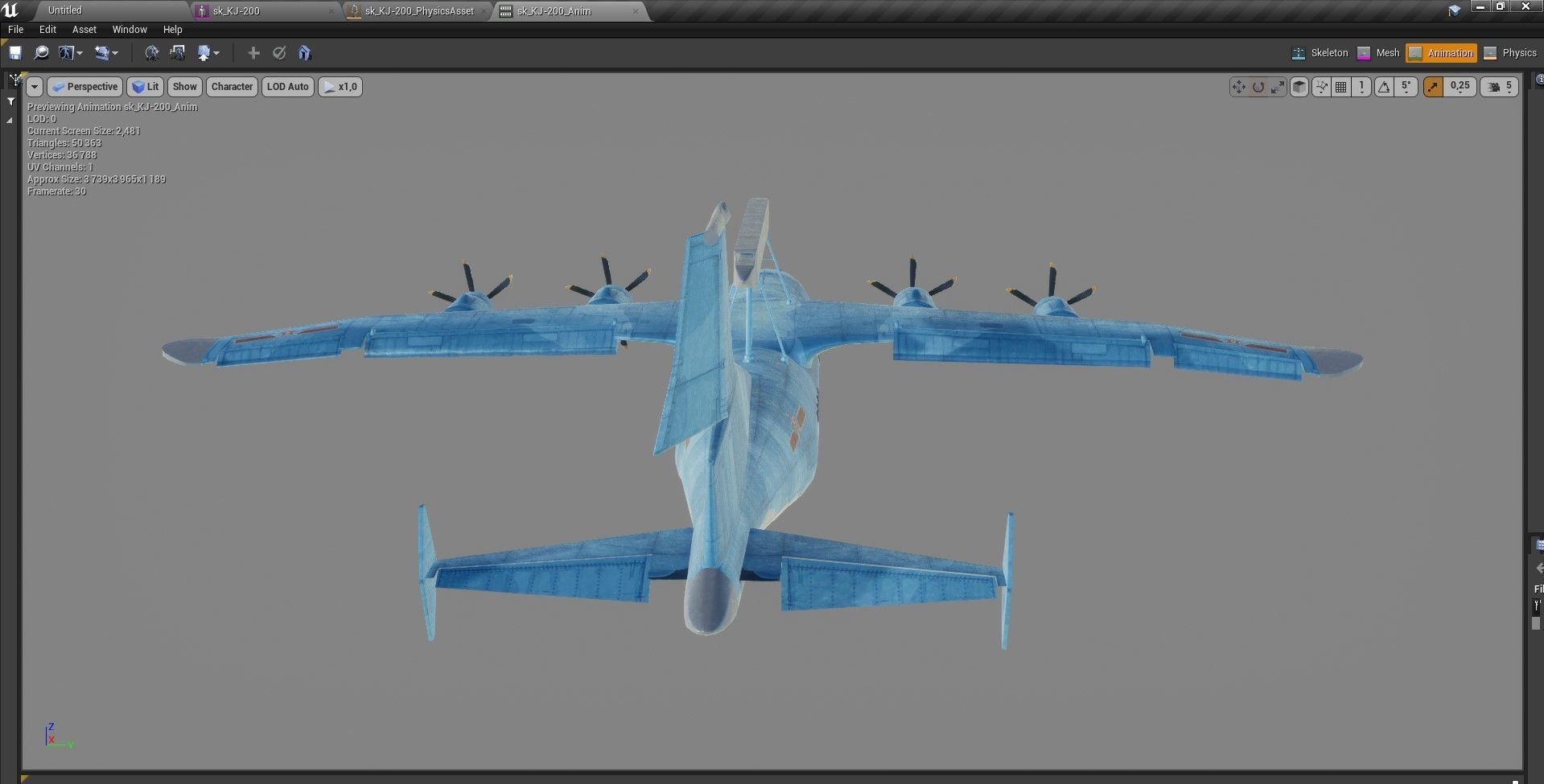 Shaanxi KJ-200  AEW C Aircraft Low-poly 3D model_4