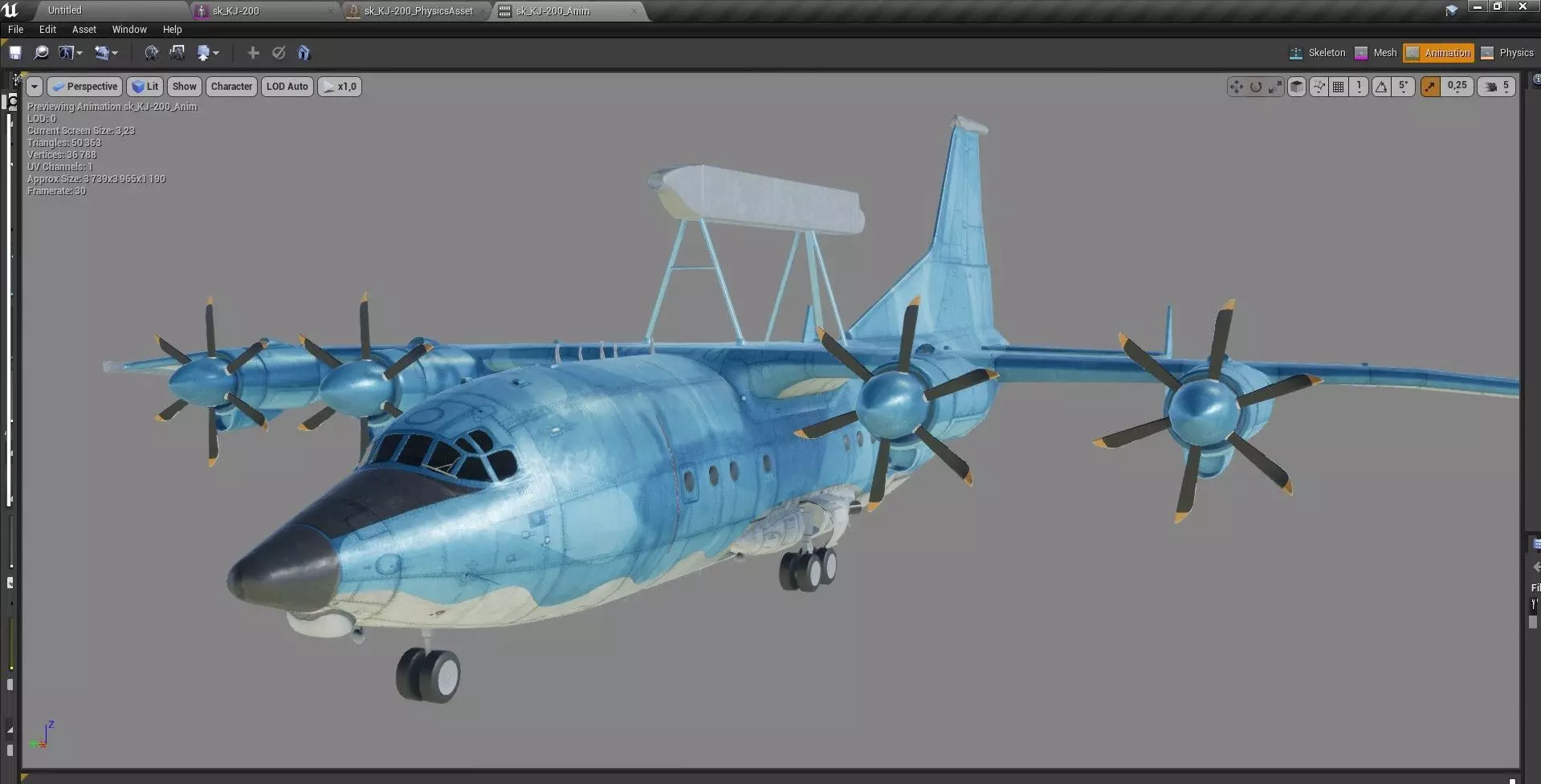Shaanxi KJ-200  AEW C Aircraft Low-poly 3D model_0