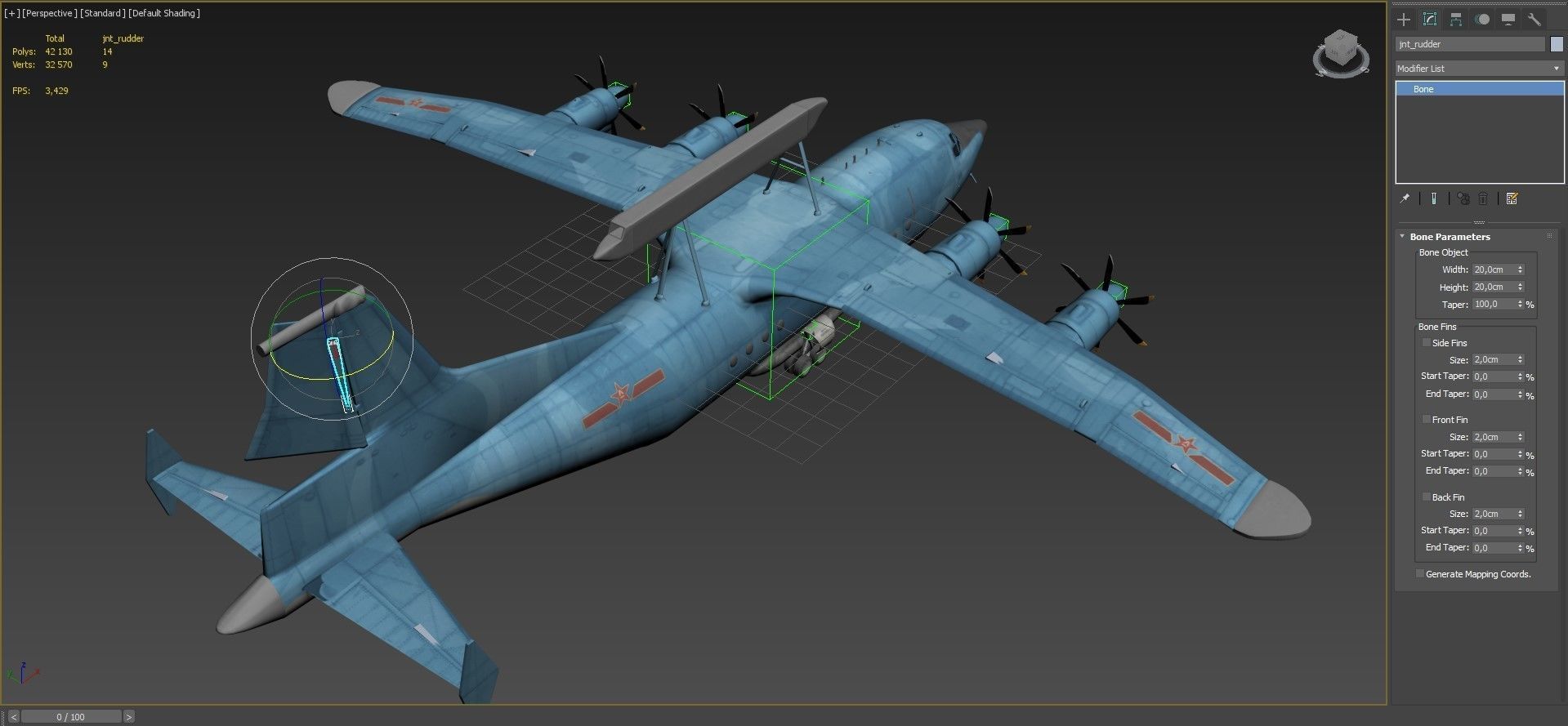 Shaanxi KJ-200  AEW C Aircraft Low-poly 3D model_7