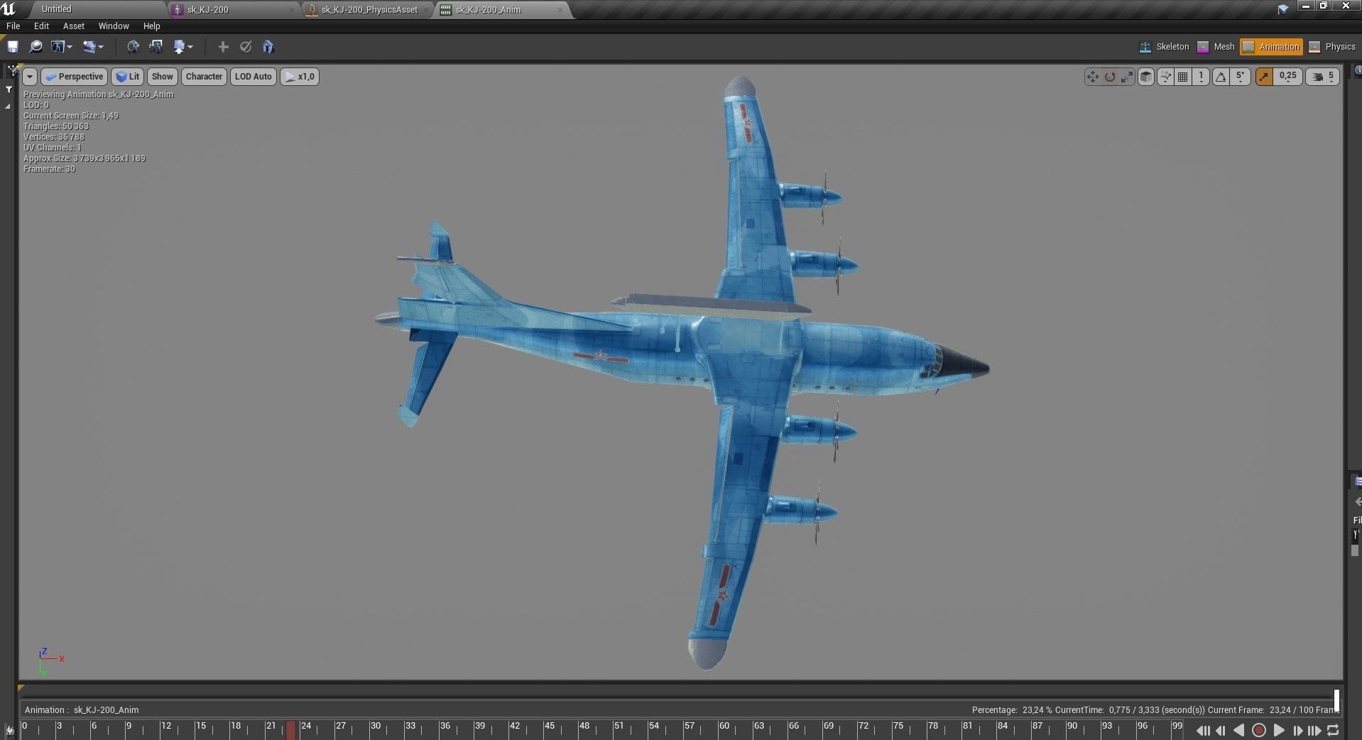 Shaanxi KJ-200  AEW C Aircraft Low-poly 3D model_5