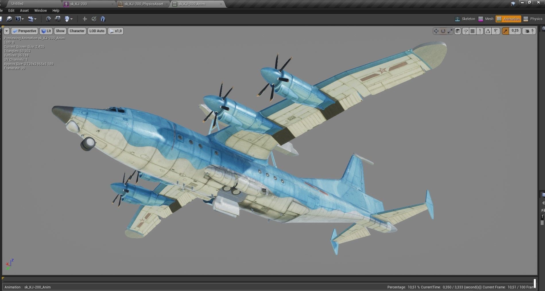 Shaanxi KJ-200  AEW C Aircraft Low-poly 3D model_12