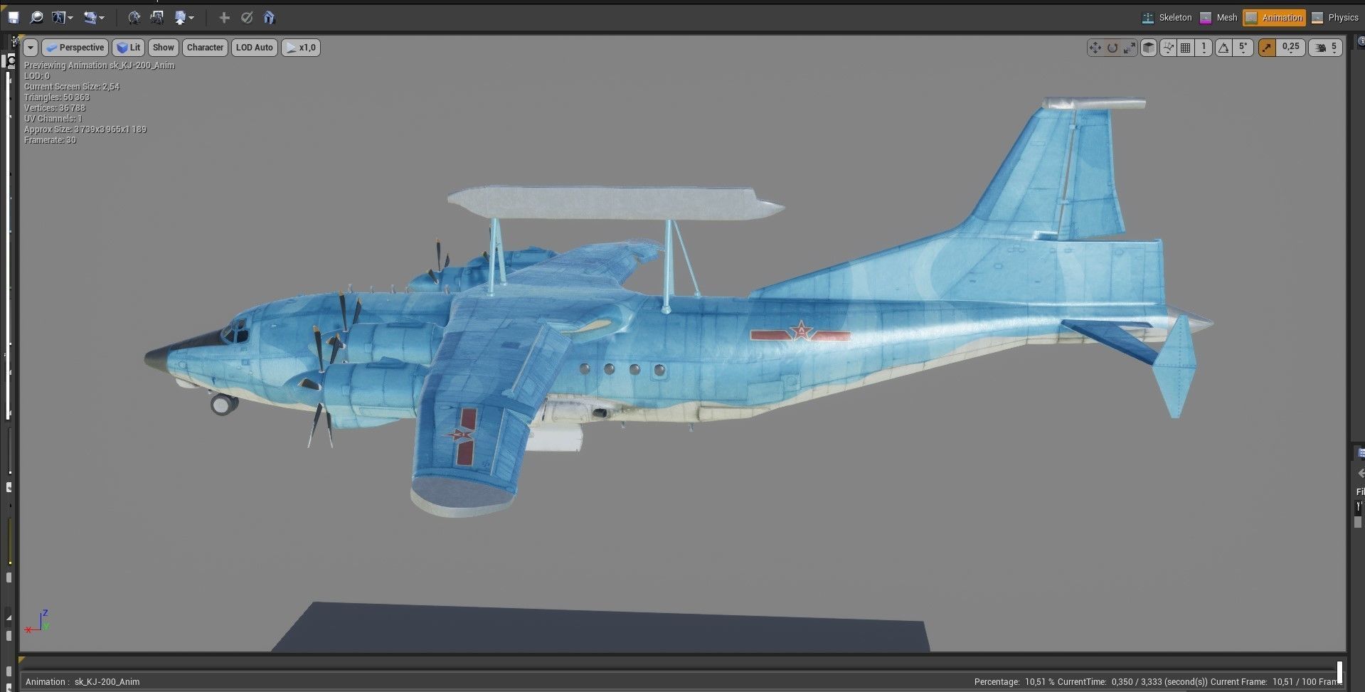 Shaanxi KJ-200  AEW C Aircraft Low-poly 3D model_10
