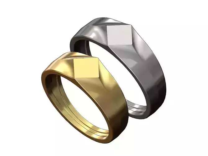 Simple quadrangle flat top signet ring