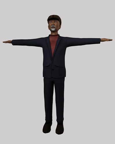 Textured Rigged Old Asian Man  3D model