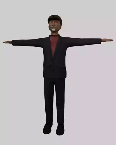 Textured Rigged Old Asian Man 