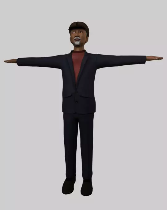 Textured Rigged Old Asian Man 3D model