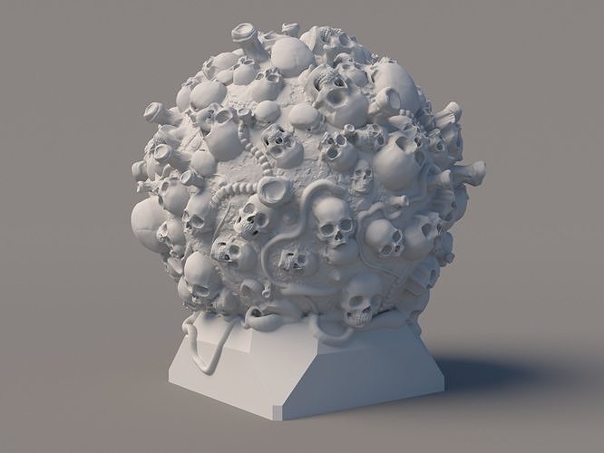 covid 19 3d model WITH SKULLS 3D print model