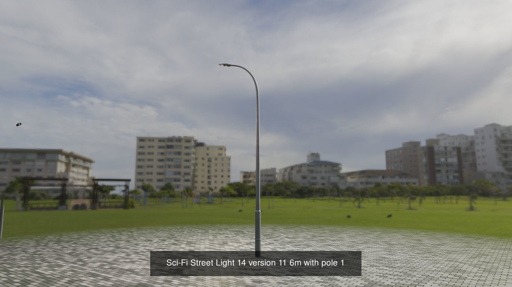 Sci-Fi Street Light 14 with pole 1 3D Model Collection_4