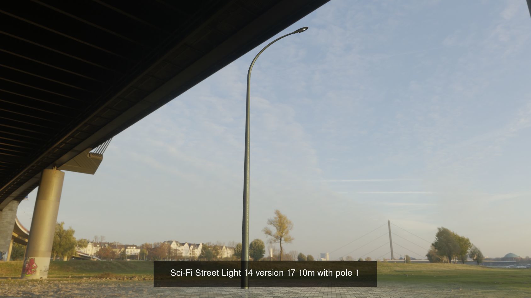 Sci-Fi Street Light 14 with pole 1 3D Model Collection_2