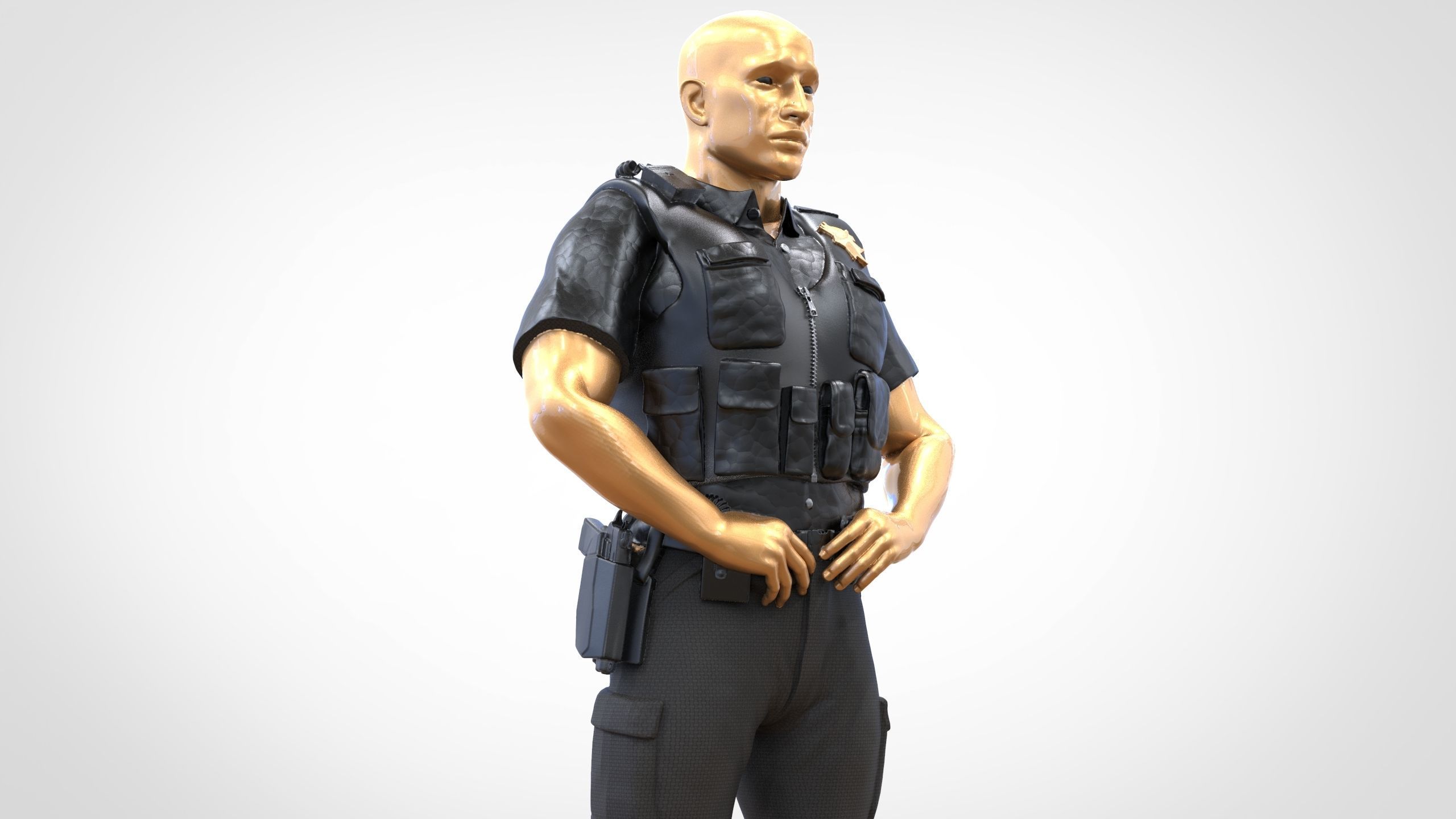 N1 American Police Officer Miniature Updated Pose 3D print model_26