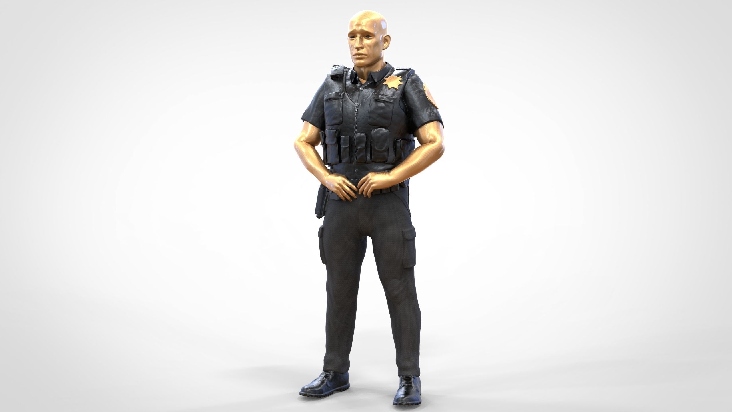 N1 American Police Officer Miniature Updated Pose 3D print model_3