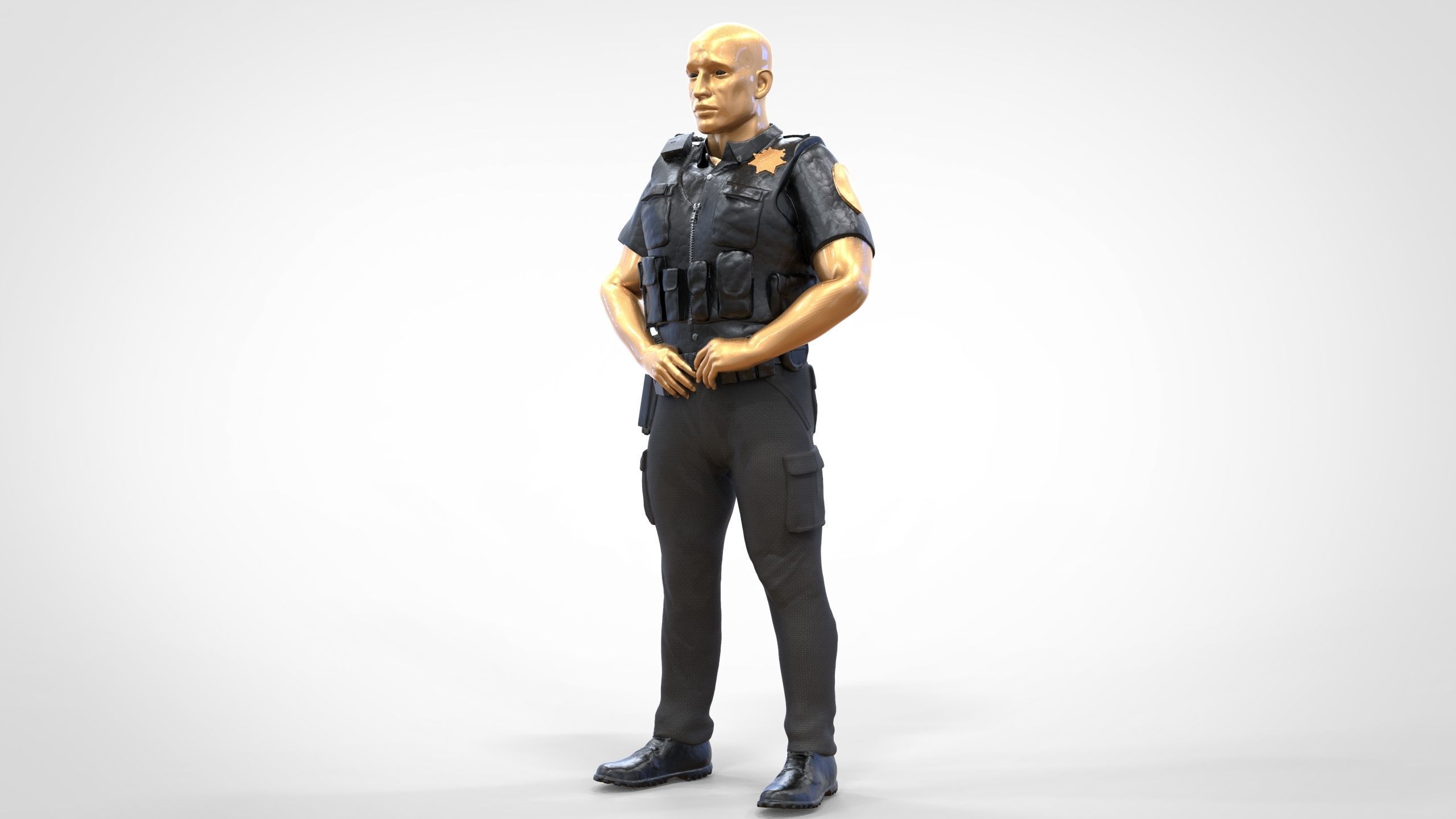 N1 American Police Officer Miniature Updated Pose 3D print model_4