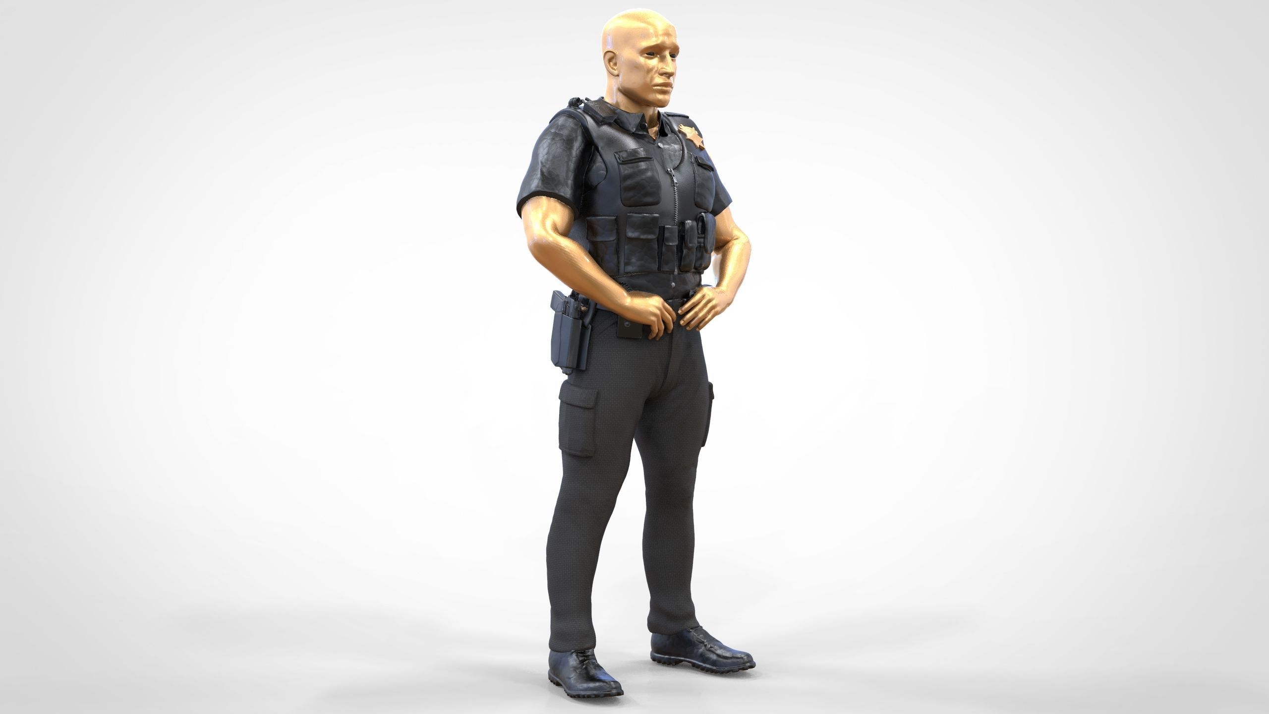 N1 American Police Officer Miniature Updated Pose 3D print model_22