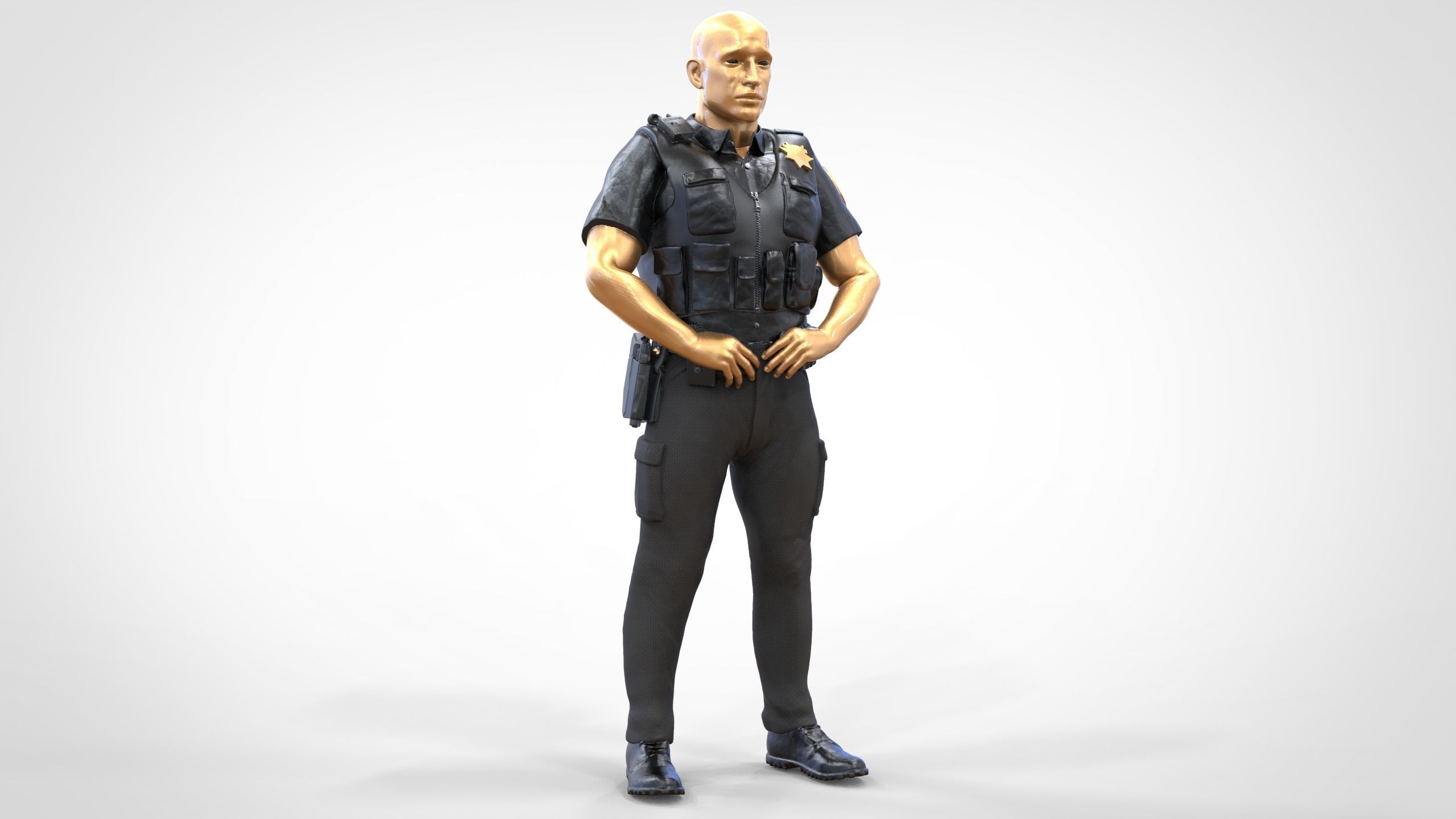 N1 American Police Officer Miniature Updated Pose 3D print model_23