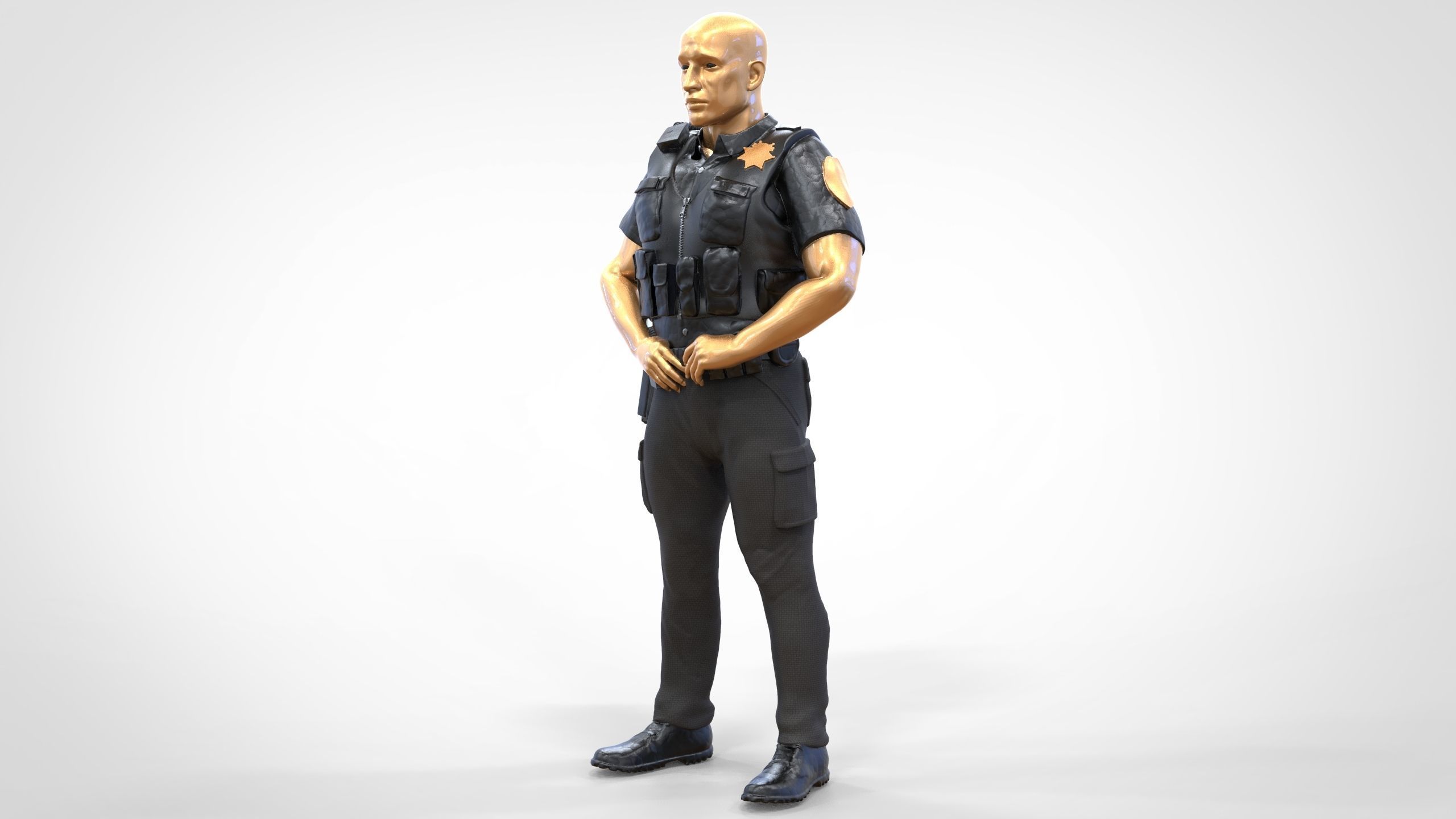 N1 American Police Officer Miniature Updated Pose 3D print model_2