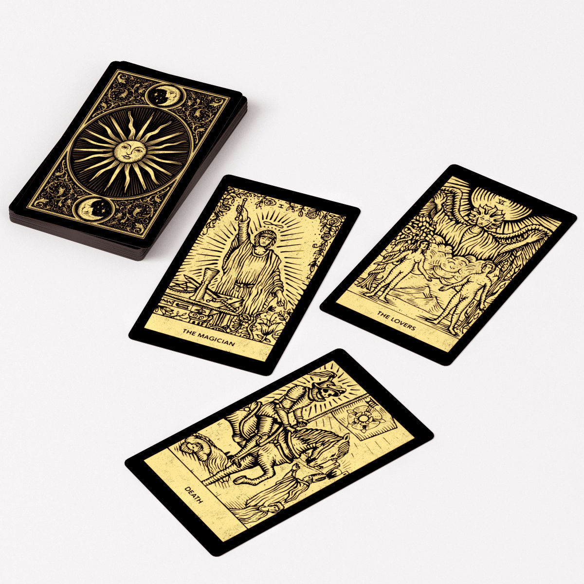 Golden Tarot Cards - Major Arcana Low-poly 3D model_1