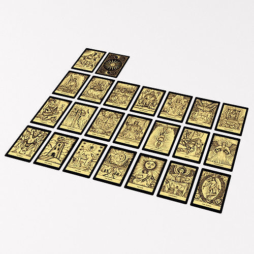 Golden Tarot Cards - Major Arcana Low-poly 3D model