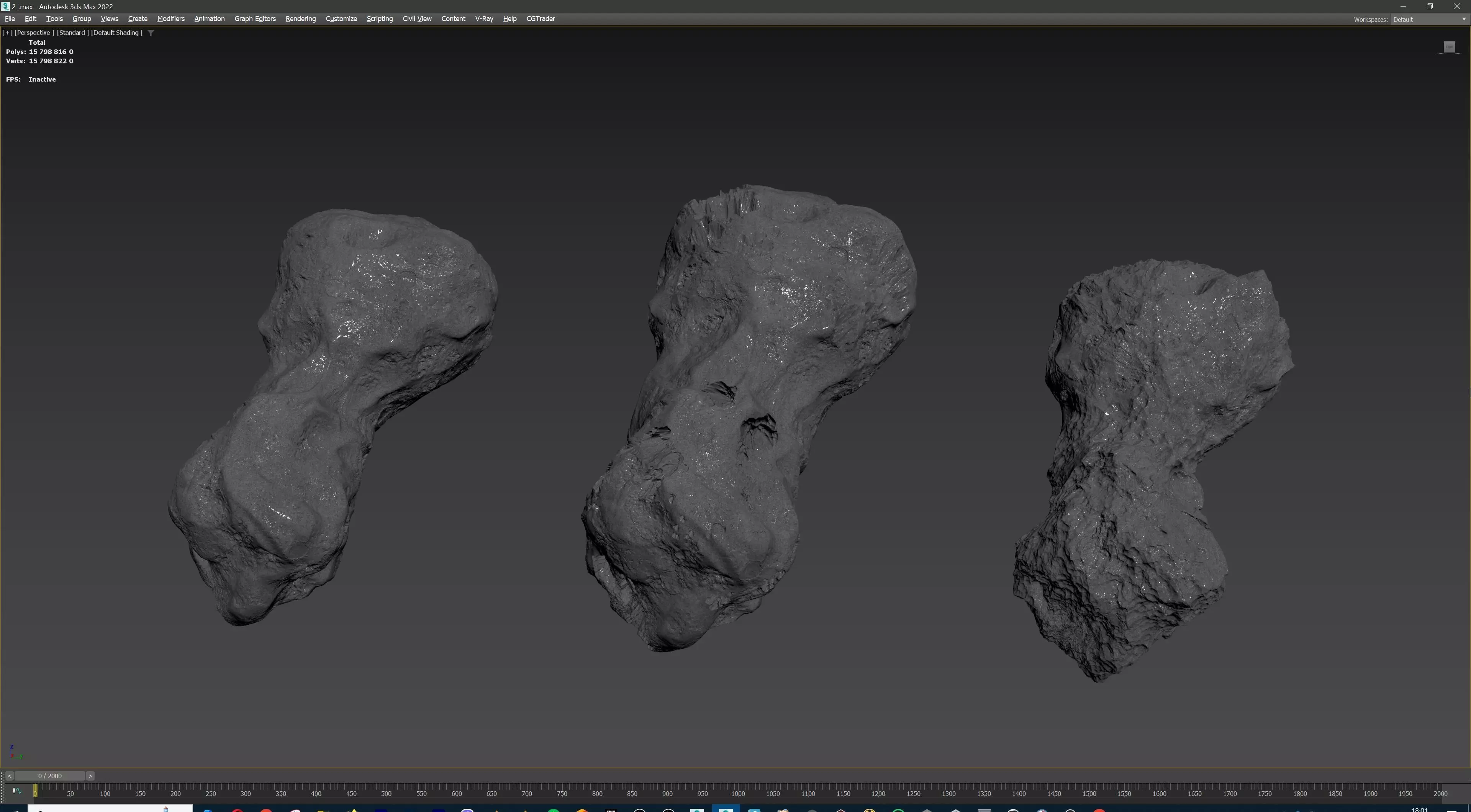 Detailed asteroids high-poly set  3D model_28