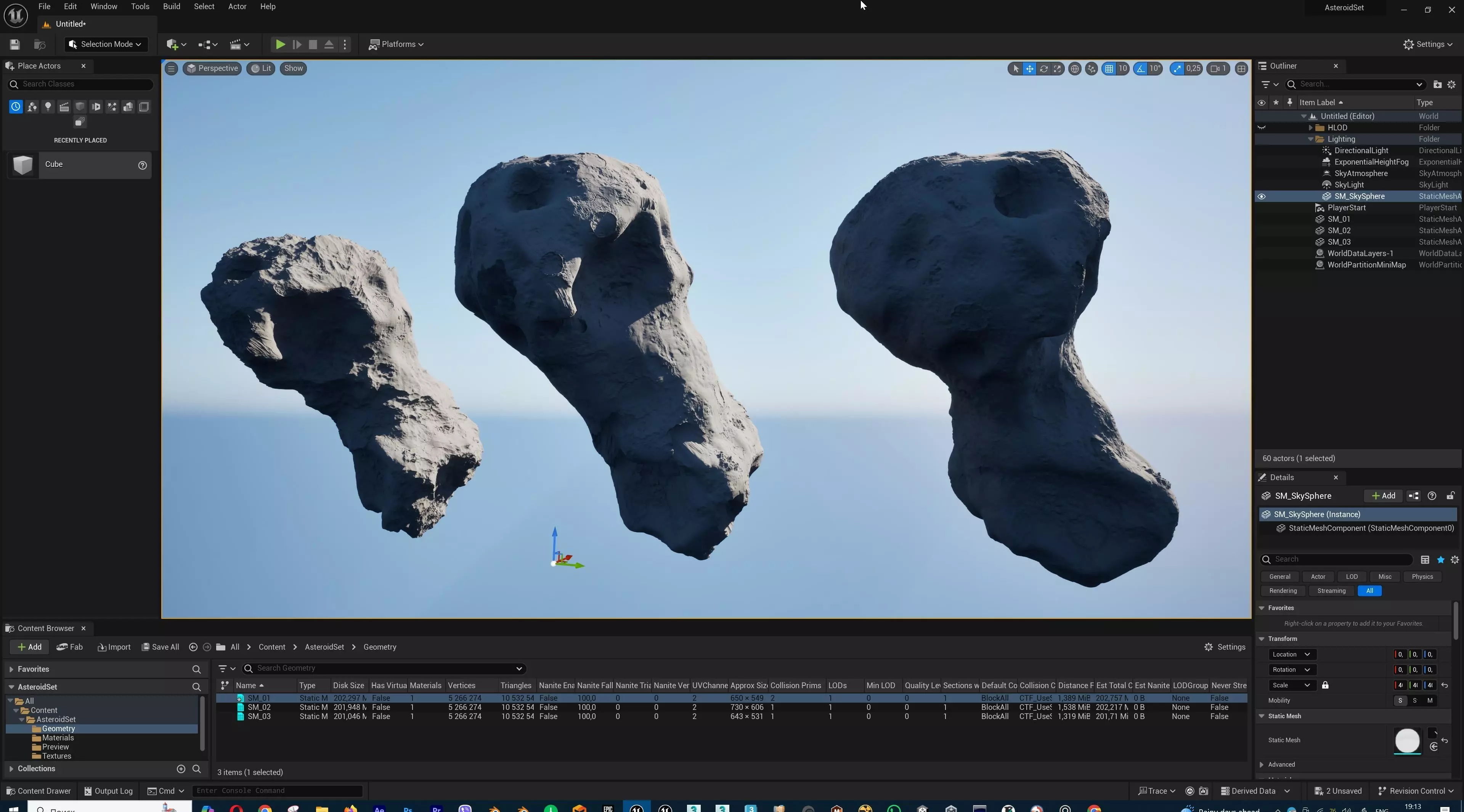 Detailed asteroids high-poly set  3D model_29