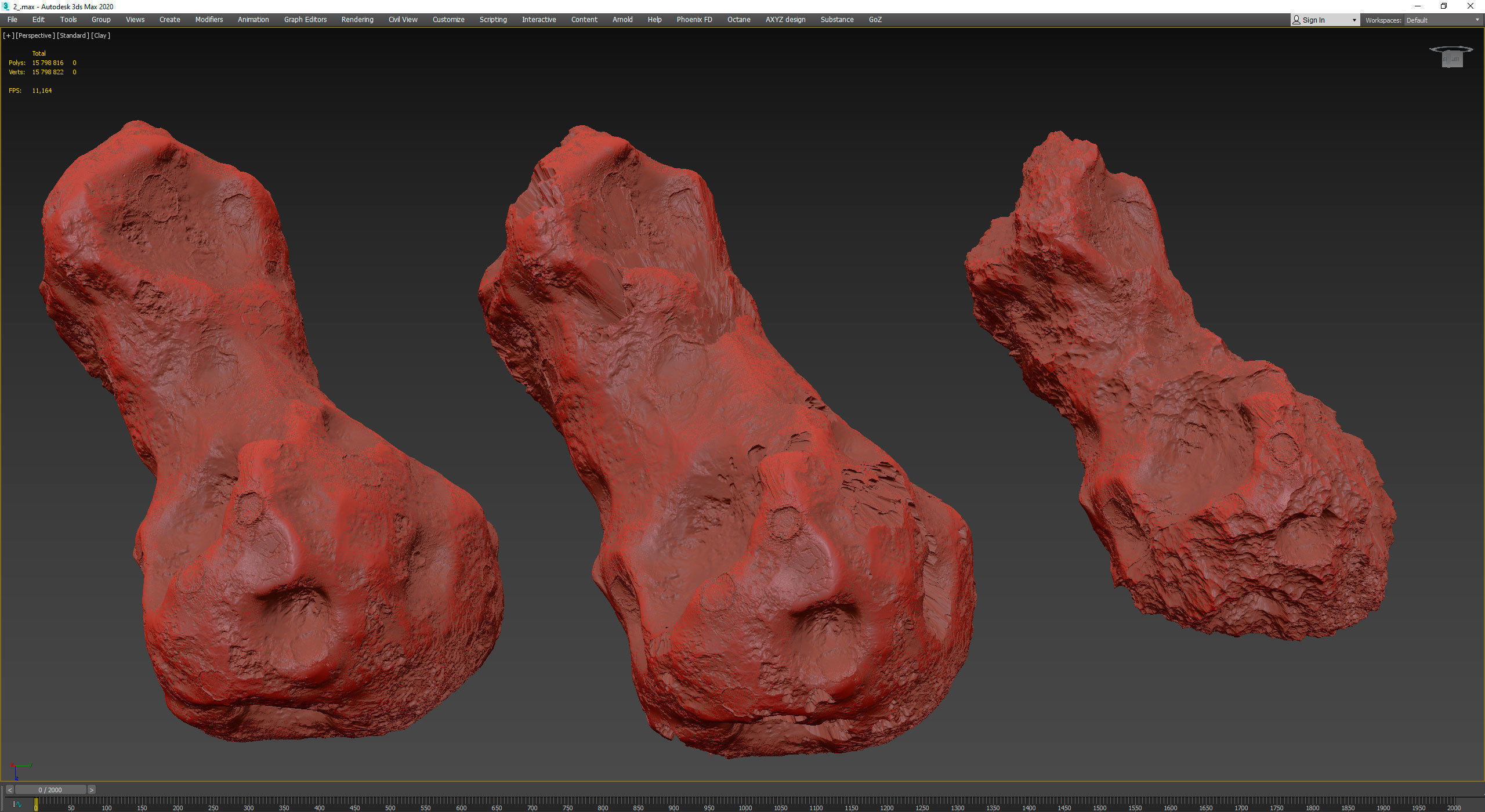 Detailed asteroids high-poly set  3D model_12