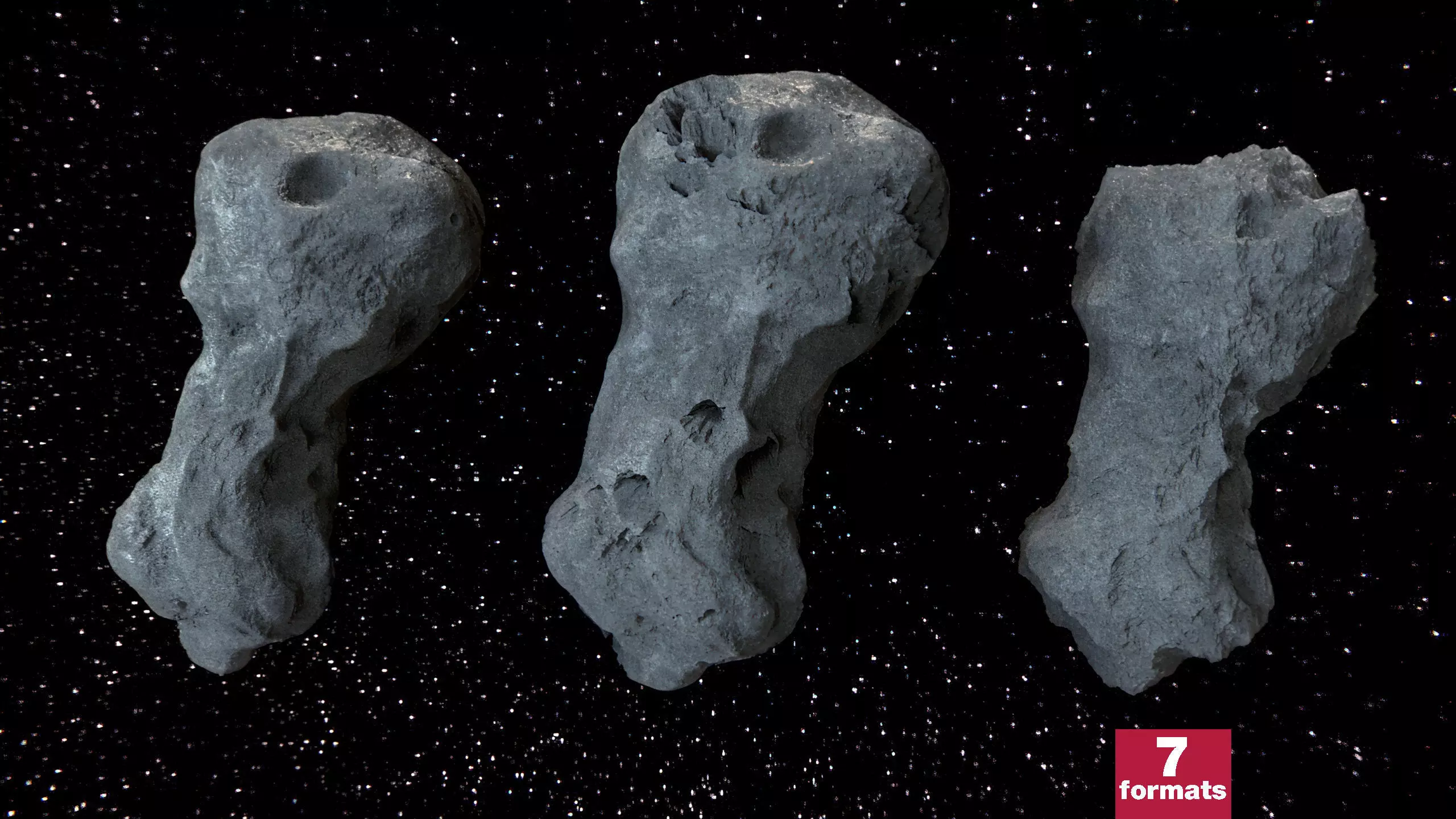 Detailed asteroids high-poly set  3D model_0
