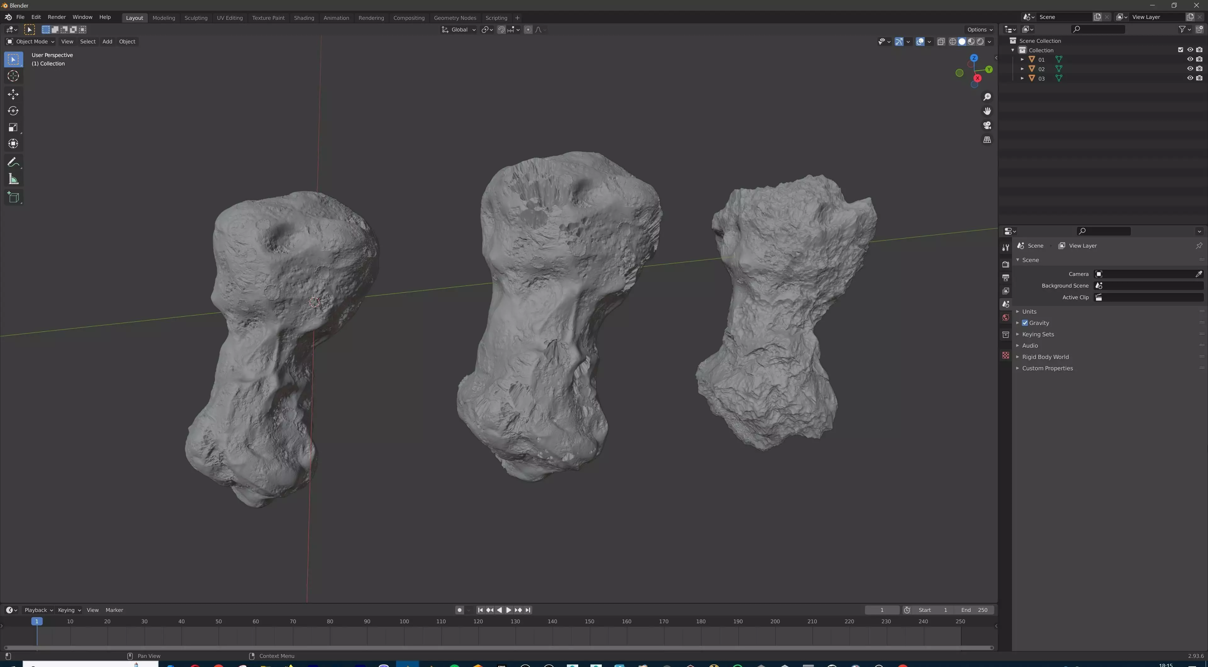 Detailed asteroids high-poly set  3D model_30