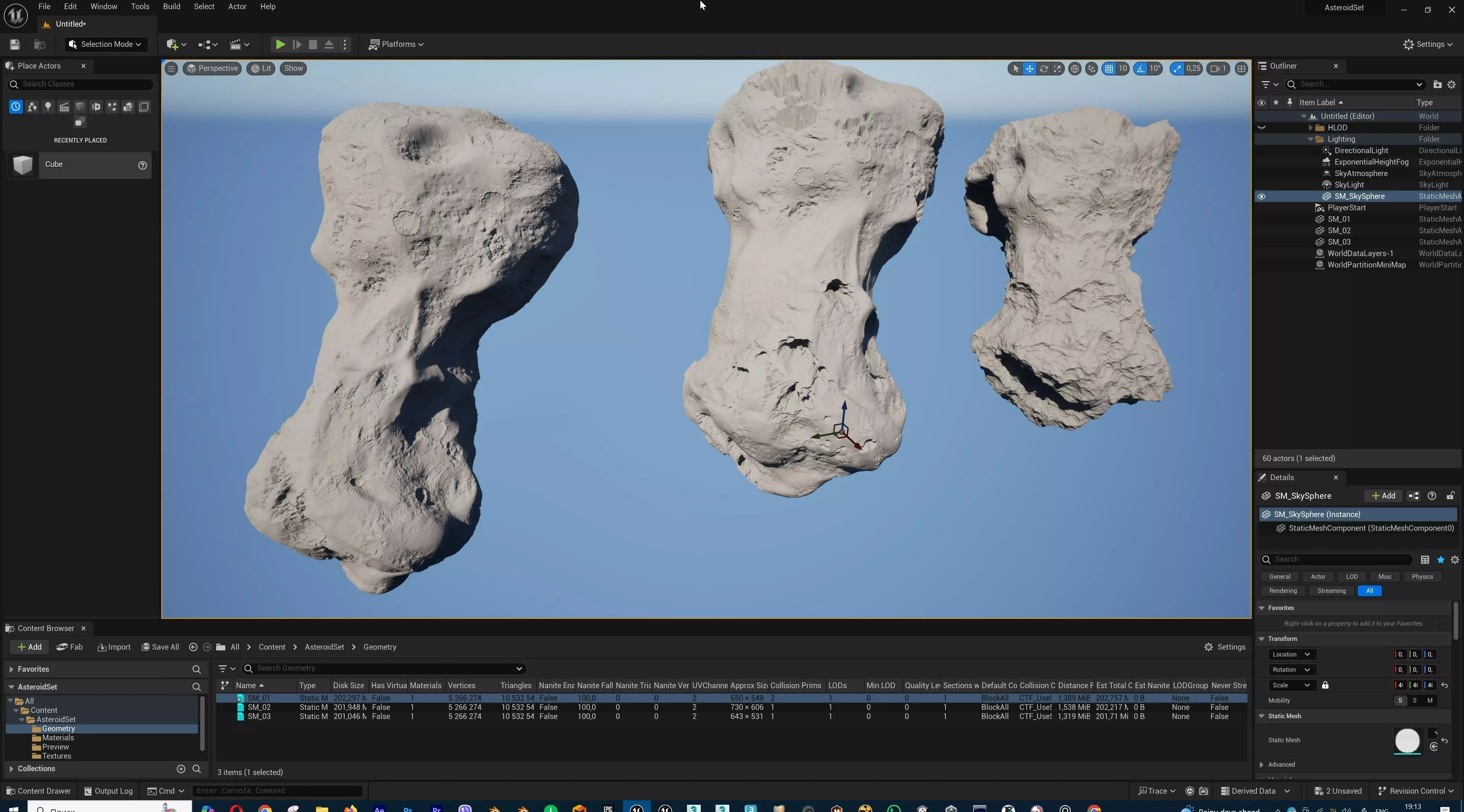 Detailed asteroids high-poly set  3D model_31