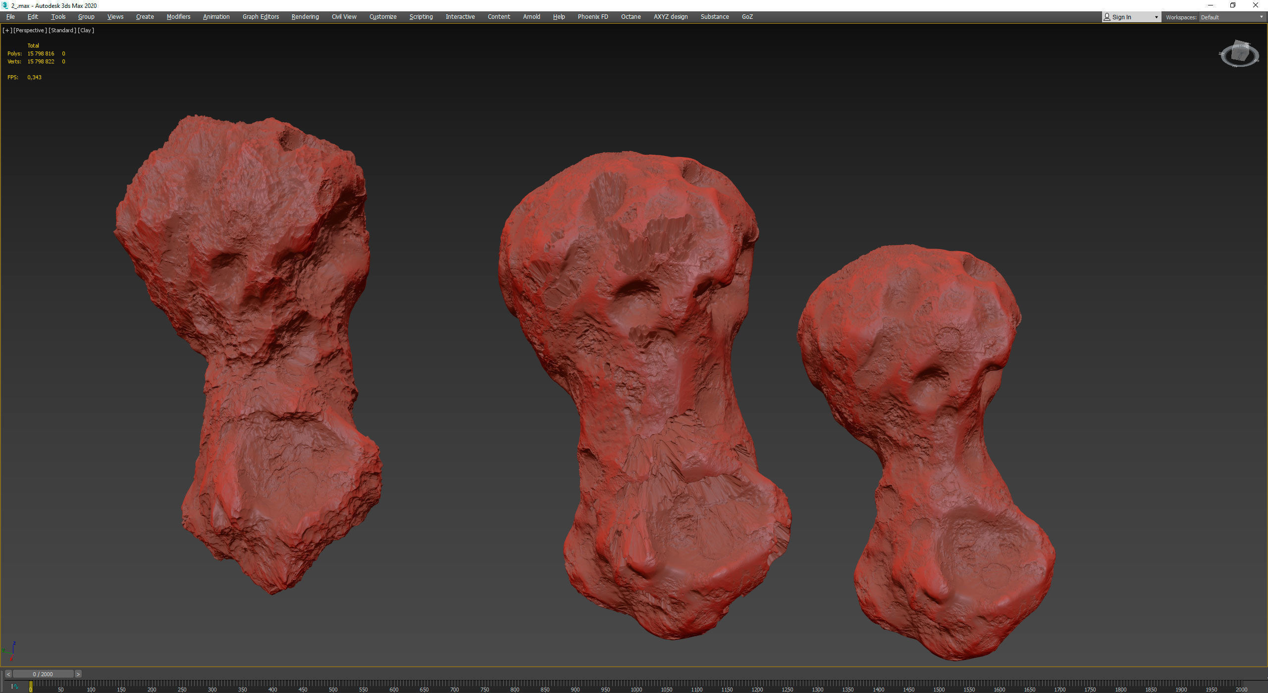 Detailed asteroids high-poly set  3D model_14