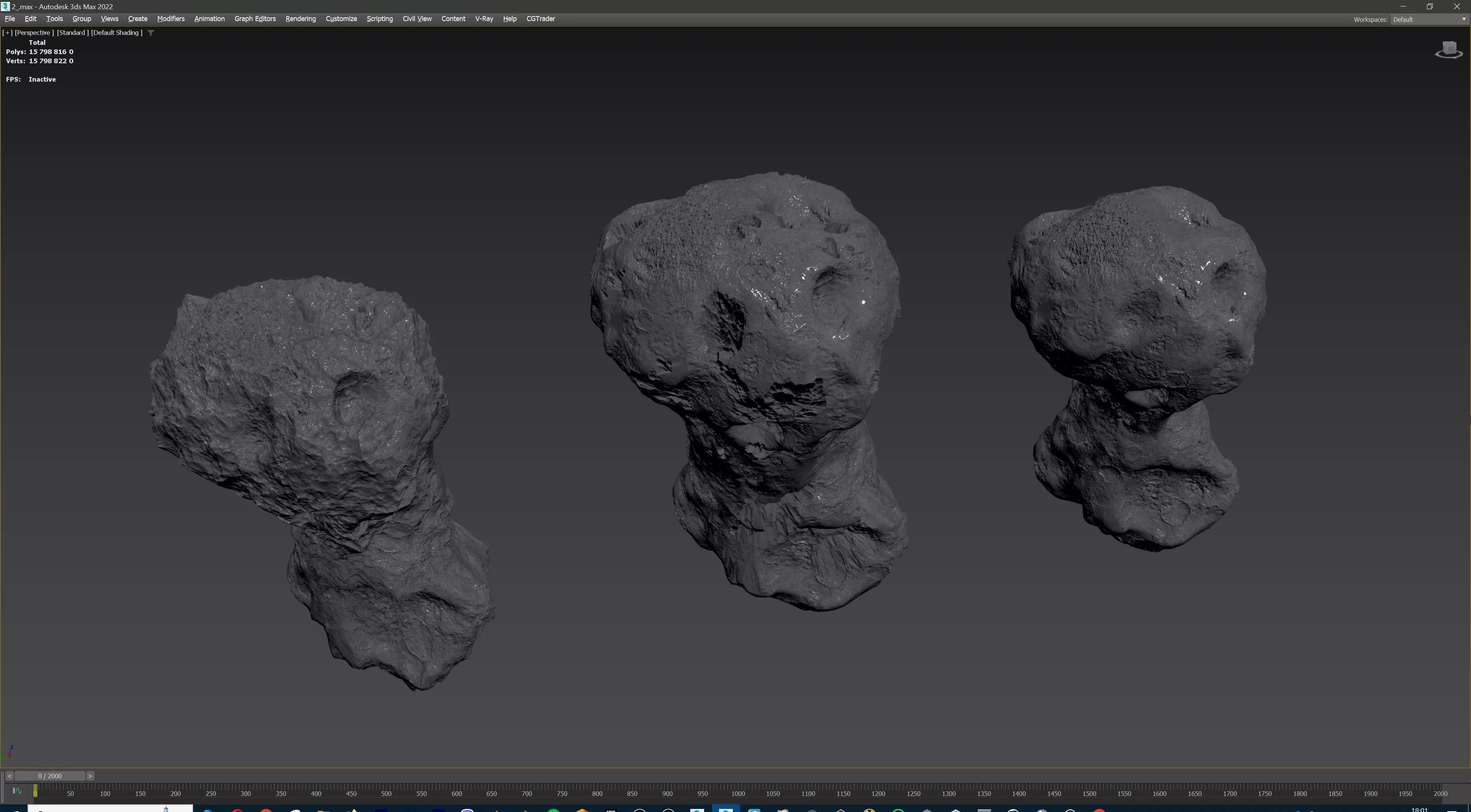 Detailed asteroids high-poly set  3D model_26