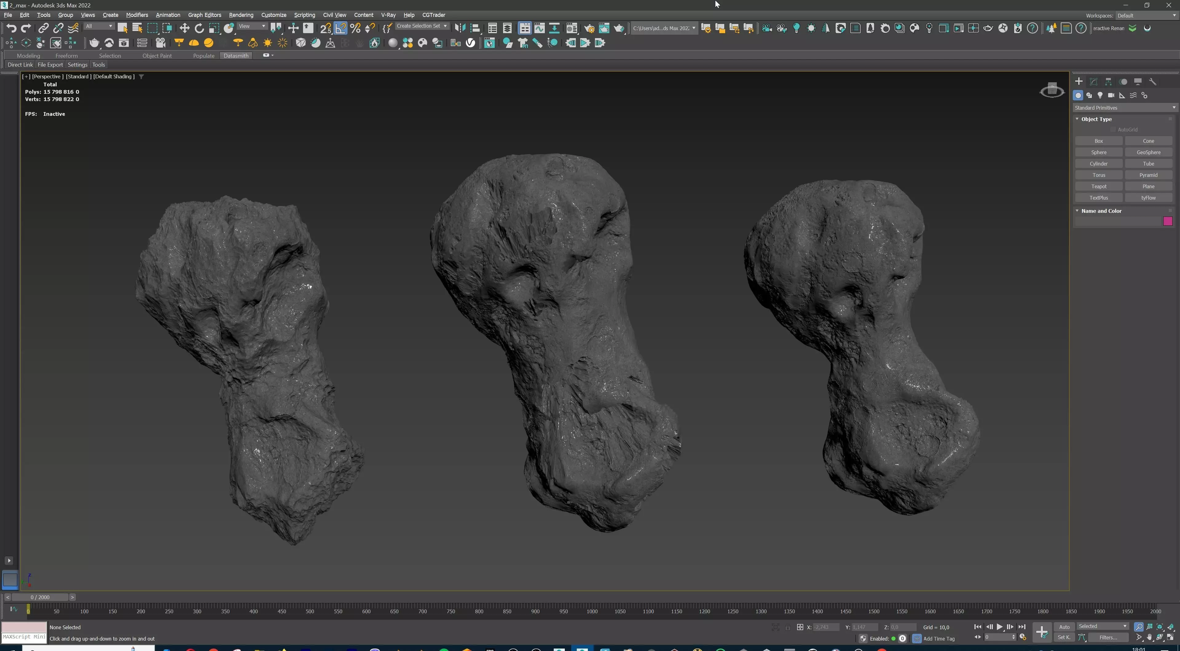 Detailed asteroids high-poly set  3D model_37