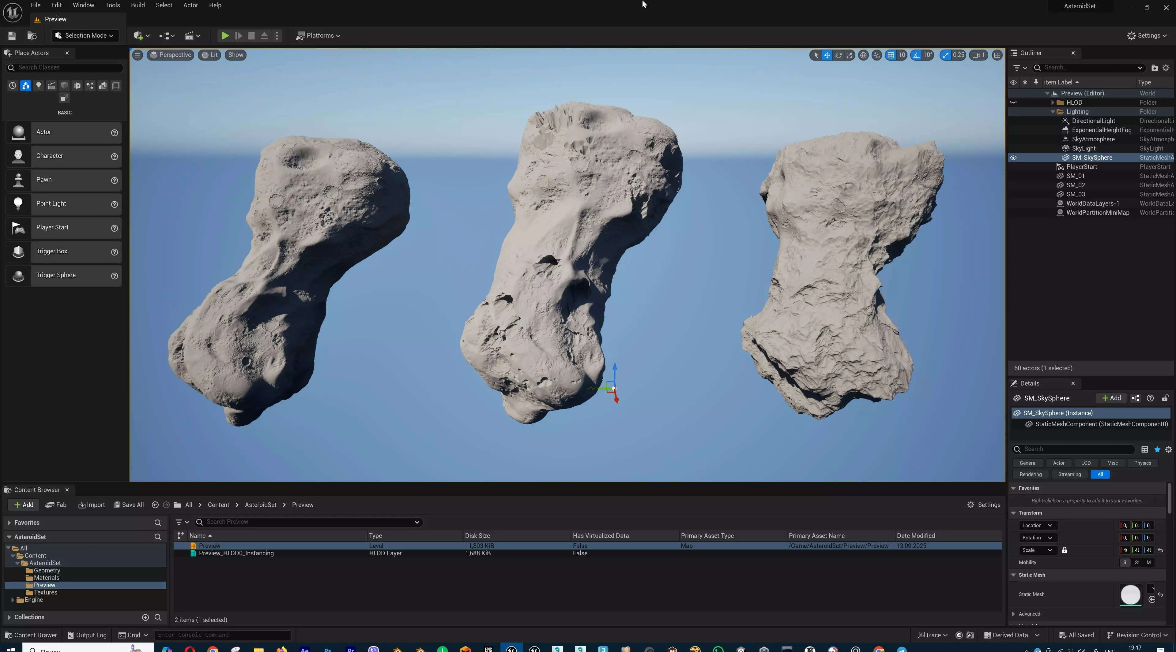 Detailed asteroids high-poly set  3D model_33