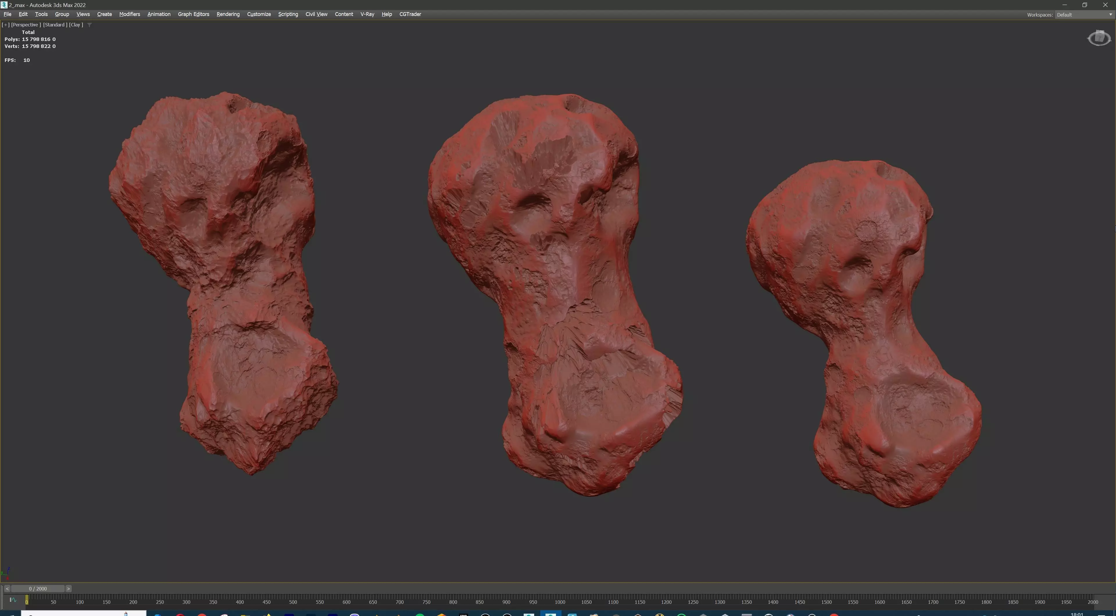 Detailed asteroids high-poly set  3D model_32