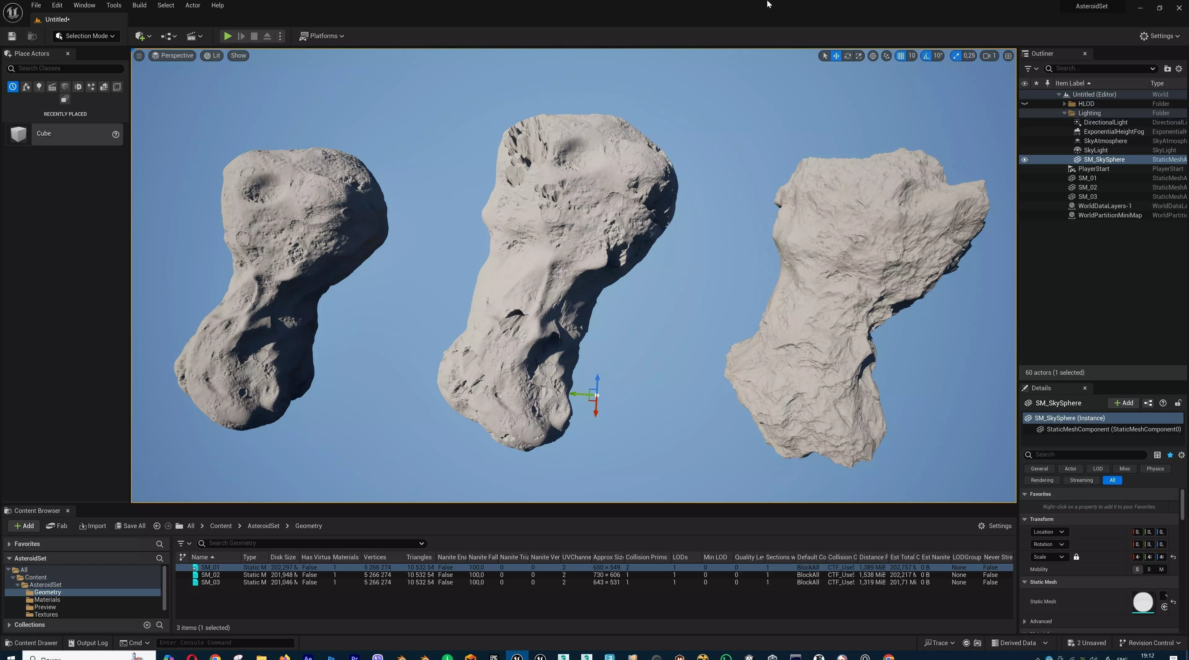 Detailed asteroids high-poly set  3D model_27