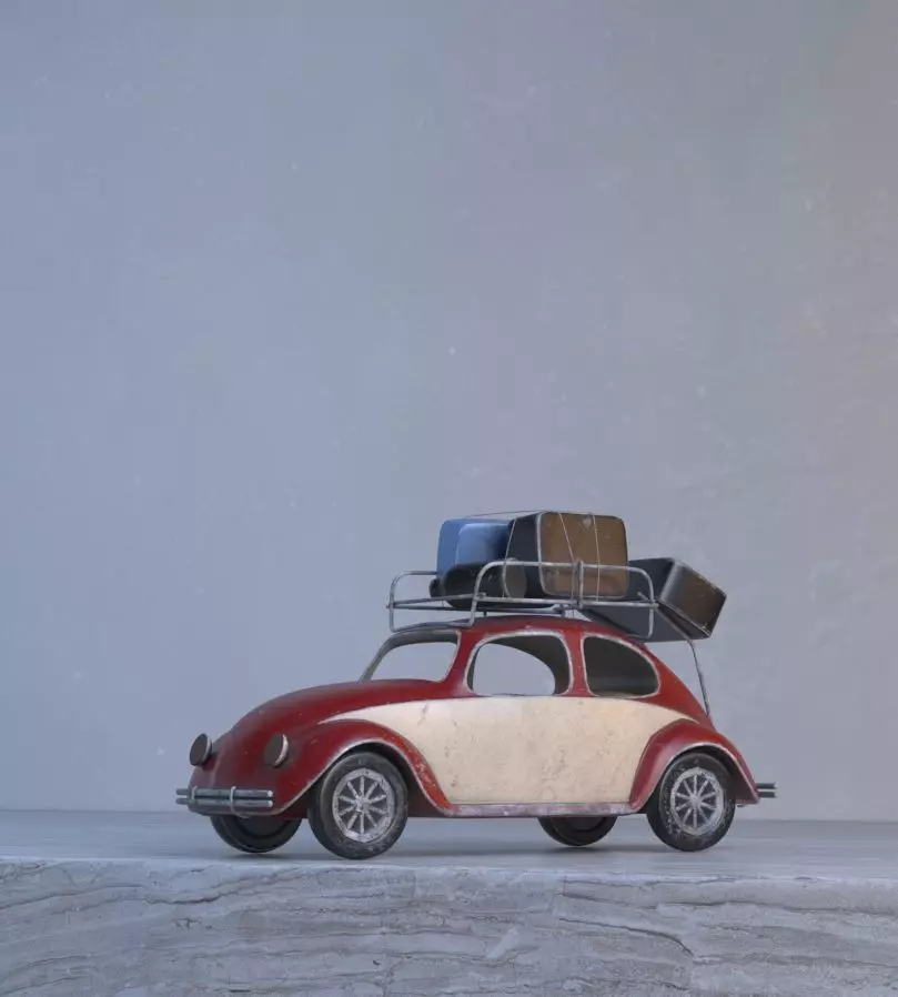 car-model toy car with luggage on top Free 3D print model