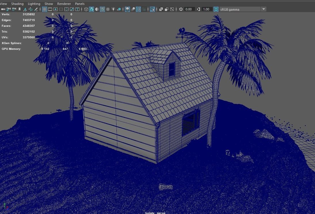 Kamehouse island with house and palm trees 3D model_17