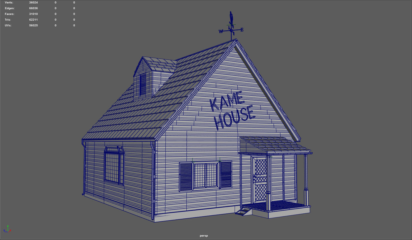 Kamehouse island with house and palm trees 3D model_14