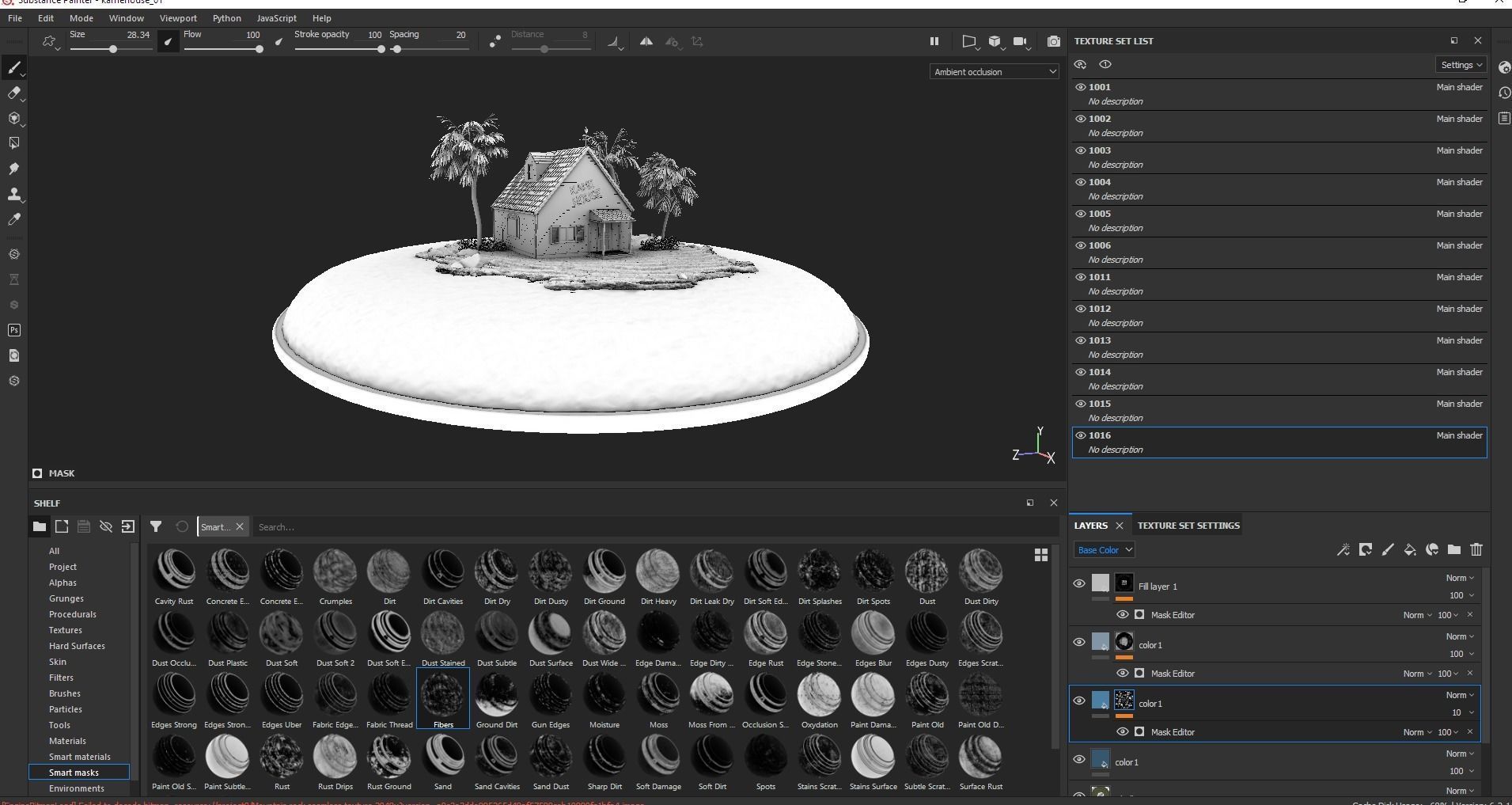 Kamehouse island with house and palm trees 3D model_4
