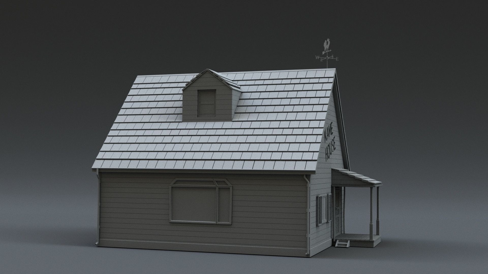 Kamehouse island with house and palm trees 3D model_6