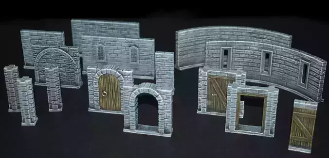 Modular Castlewall Collection for Tabletop Gaming