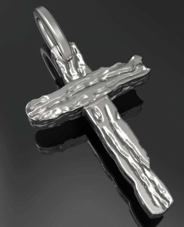 cross 3D christian pendant in sterling silver 3D print model_4