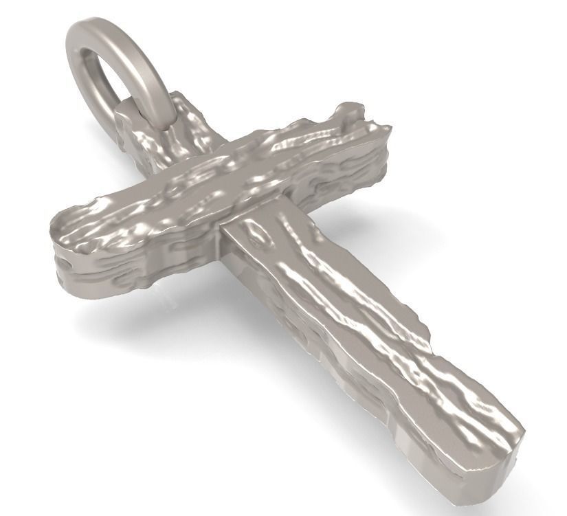 cross 3D christian pendant in sterling silver 3D print model_1