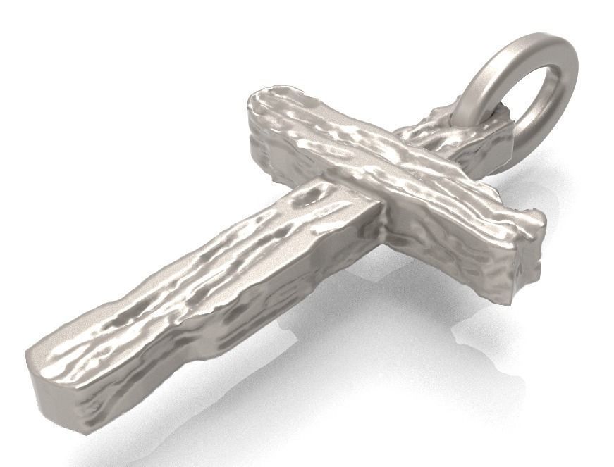 cross 3D christian pendant in sterling silver 3D print model_7