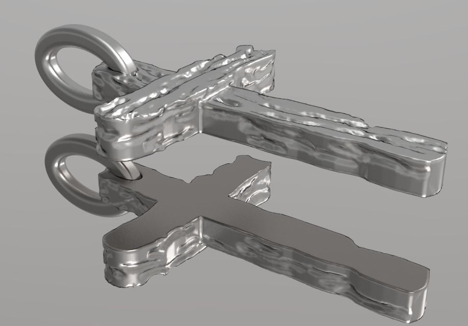 cross 3D christian pendant in sterling silver 3D print model_11