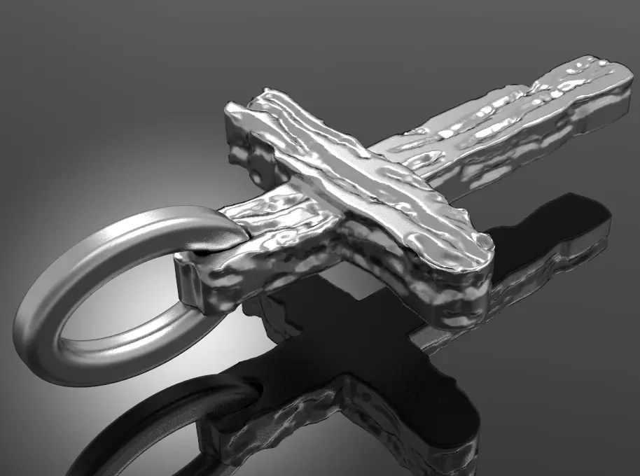 cross 3D christian pendant in sterling silver 3D print model_0