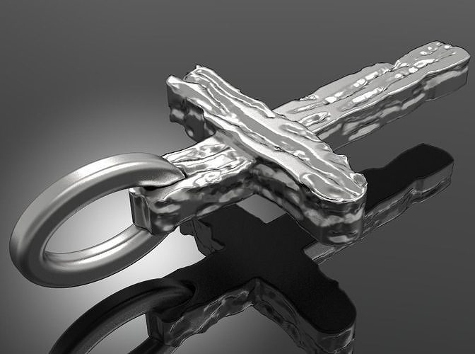 cross 3D christian pendant in sterling silver 3D print model
