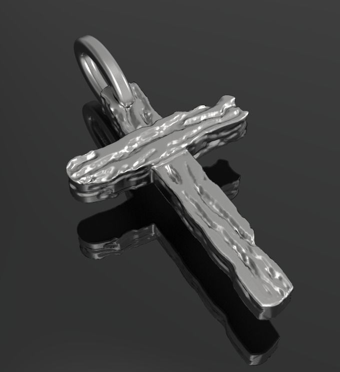 cross 3D christian pendant in sterling silver 3D print model_3