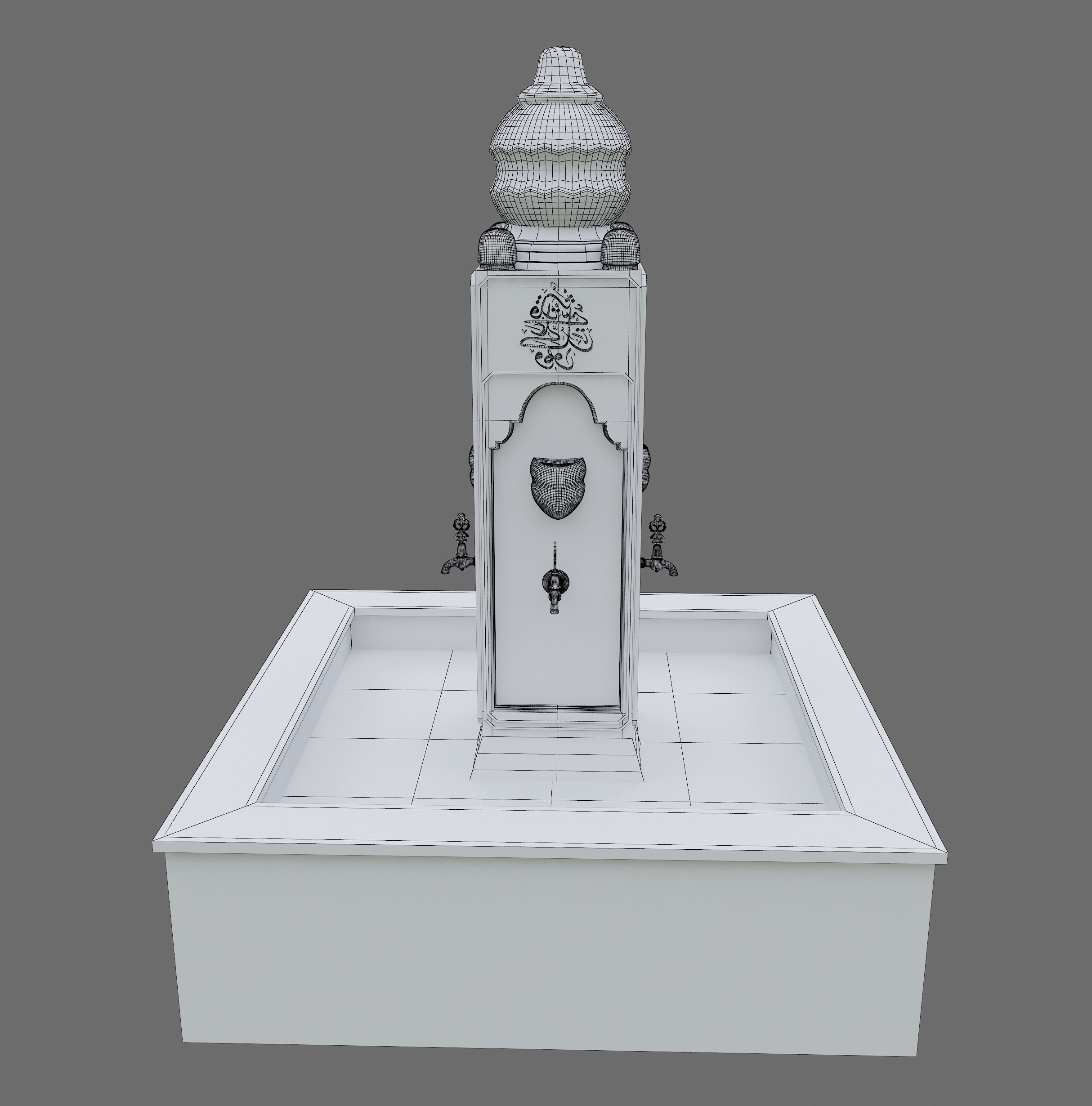 Medieval Water Fountain Islamic Ottoman Style Low-poly 3D model_19