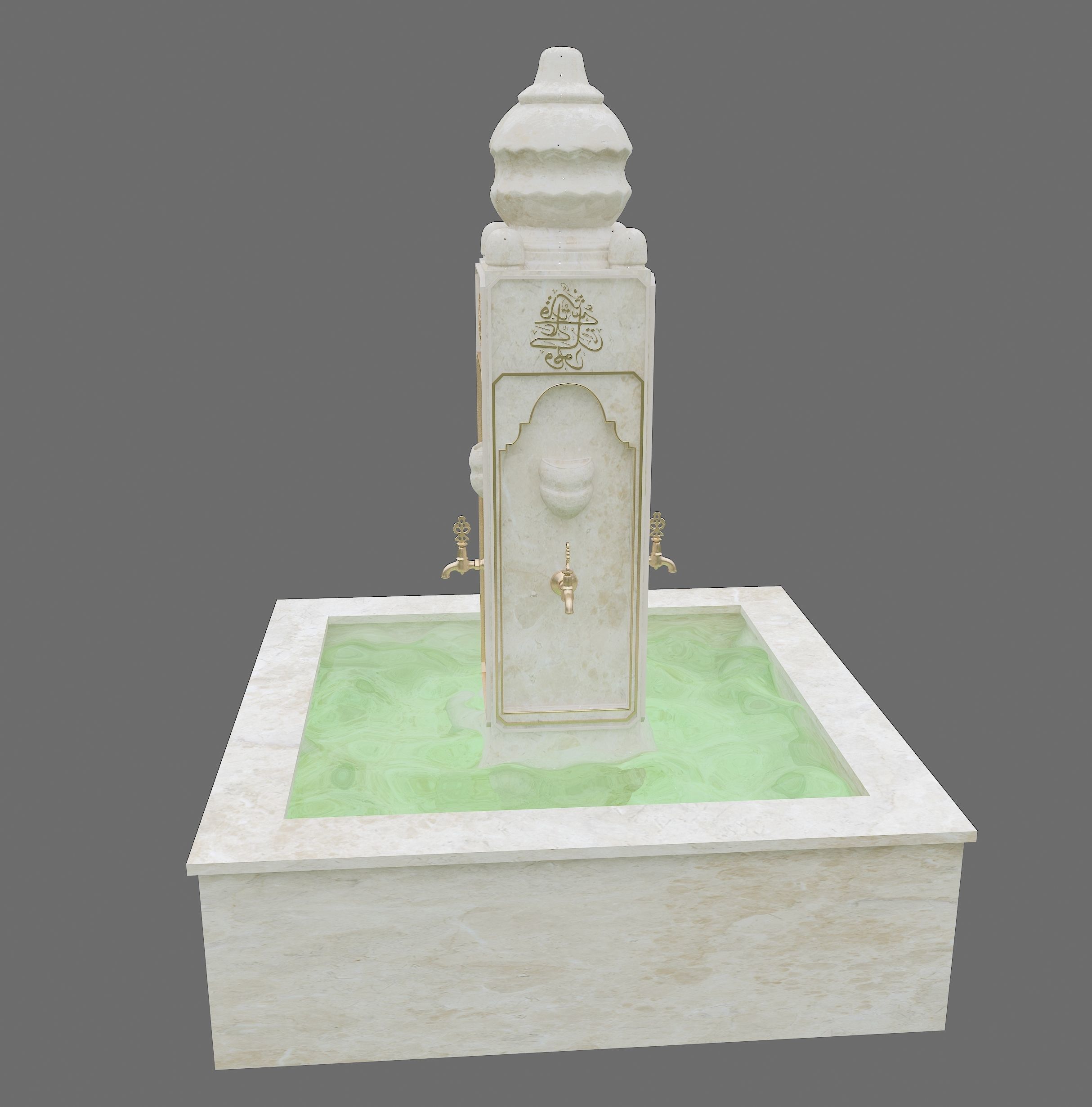 Medieval Water Fountain Islamic Ottoman Style Low-poly 3D model_13