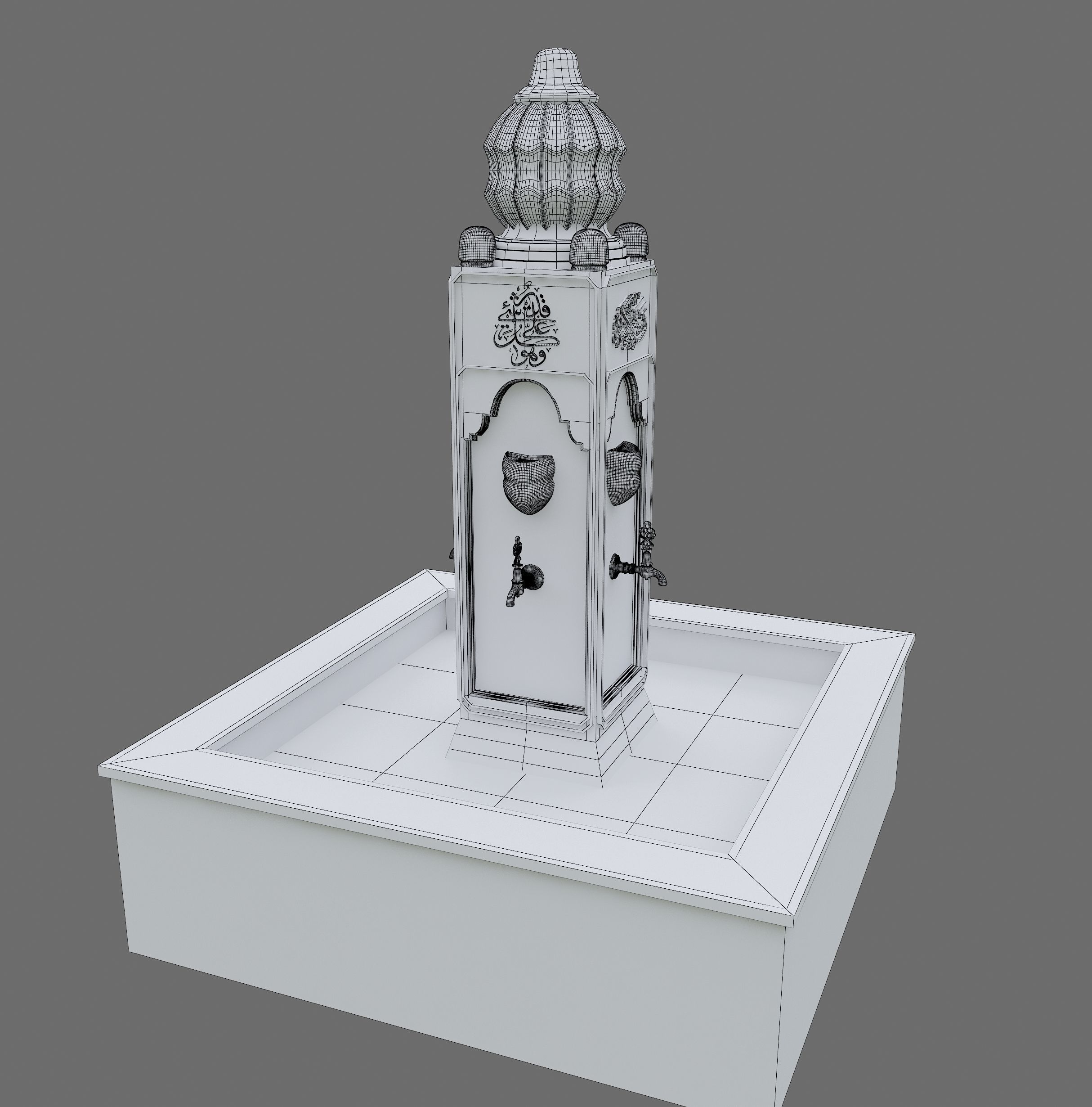Medieval Water Fountain Islamic Ottoman Style Low-poly 3D model_26